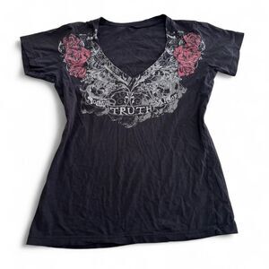 Y2k Cyber Sigilism Black V Neck